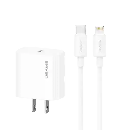 Cargador Gan 20w + Cable Lightning A Tipo C Blanco