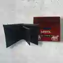 Billetera Hombre Levis Cuero Genuino De Alta Calidad Azul Oscuro - Grabado