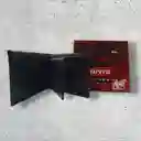 Billetera Hombre Levis Cuero Genuino De Alta Calidad Negro - Grabado