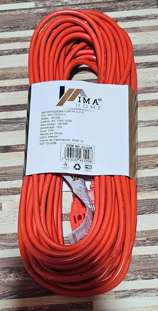 Extension 3 Toma Corrirntes 20m 1875w 110v 15a Alta Calidad