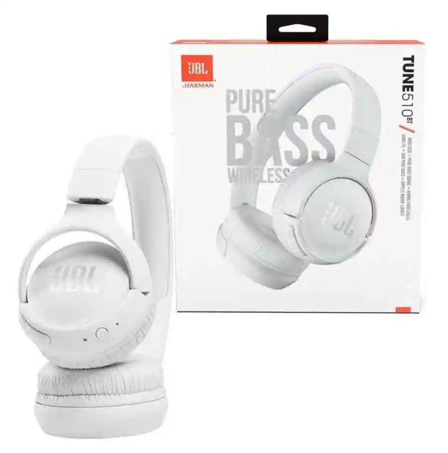 Diadema Jbl Tune510 Bt Bass, Inalambricos Con Cancelacion De Ruido, 12h De Autonomia - Blancos