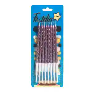 Vela Metalizada Espiral Fucsia X 8