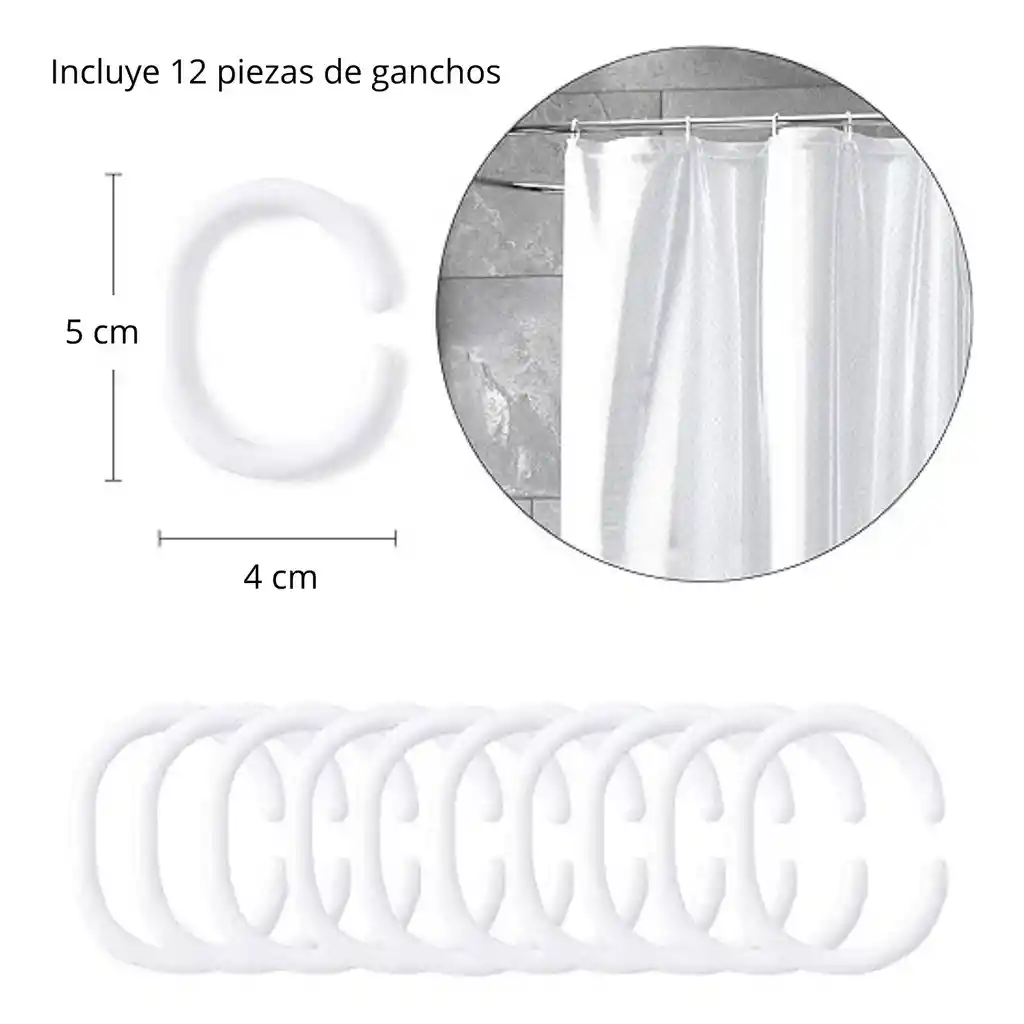 Cortina Baño Tela Lavable Beige