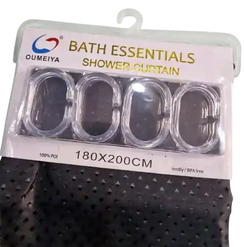 Cortina Baño Tela Lavable Negra