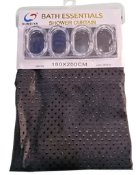 Cortina Baño Tela Lavable Negra