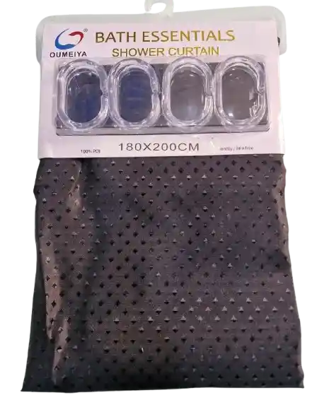 Cortina Baño Tela Lavable Negra
