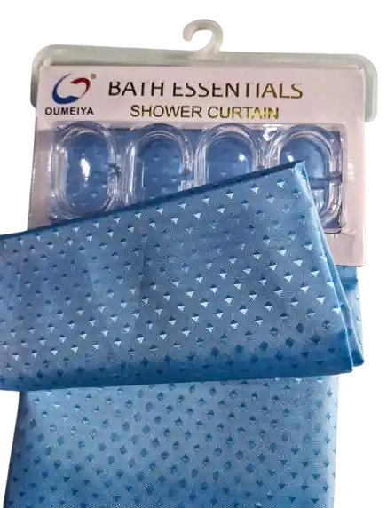 Cortina Baño Tela Lavable Azul Bebé