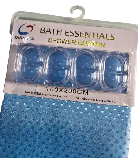 Cortina Baño Tela Lavable Azul Bebé