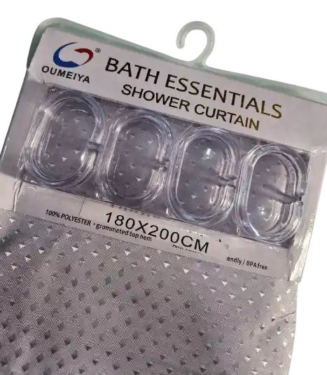 Cortina Baño Tela Lavable Gris Plata