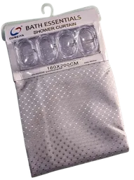 Cortina Baño Tela Lavable Gris Plata