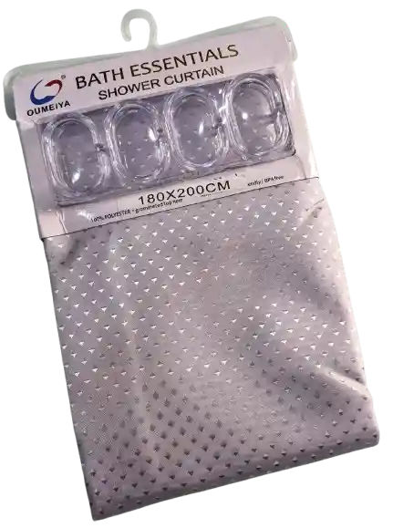 Cortina Baño Tela Lavable Gris Plata