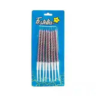 Vela Corta Metalizada Rojo X 6