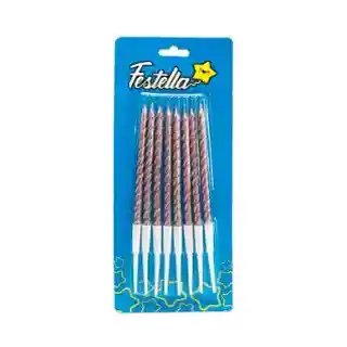 Vela Corta Metalizada Rojo X 6