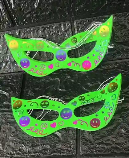 Antifaz Neon Verde Con Figuras X12 Unidades Hora Loca