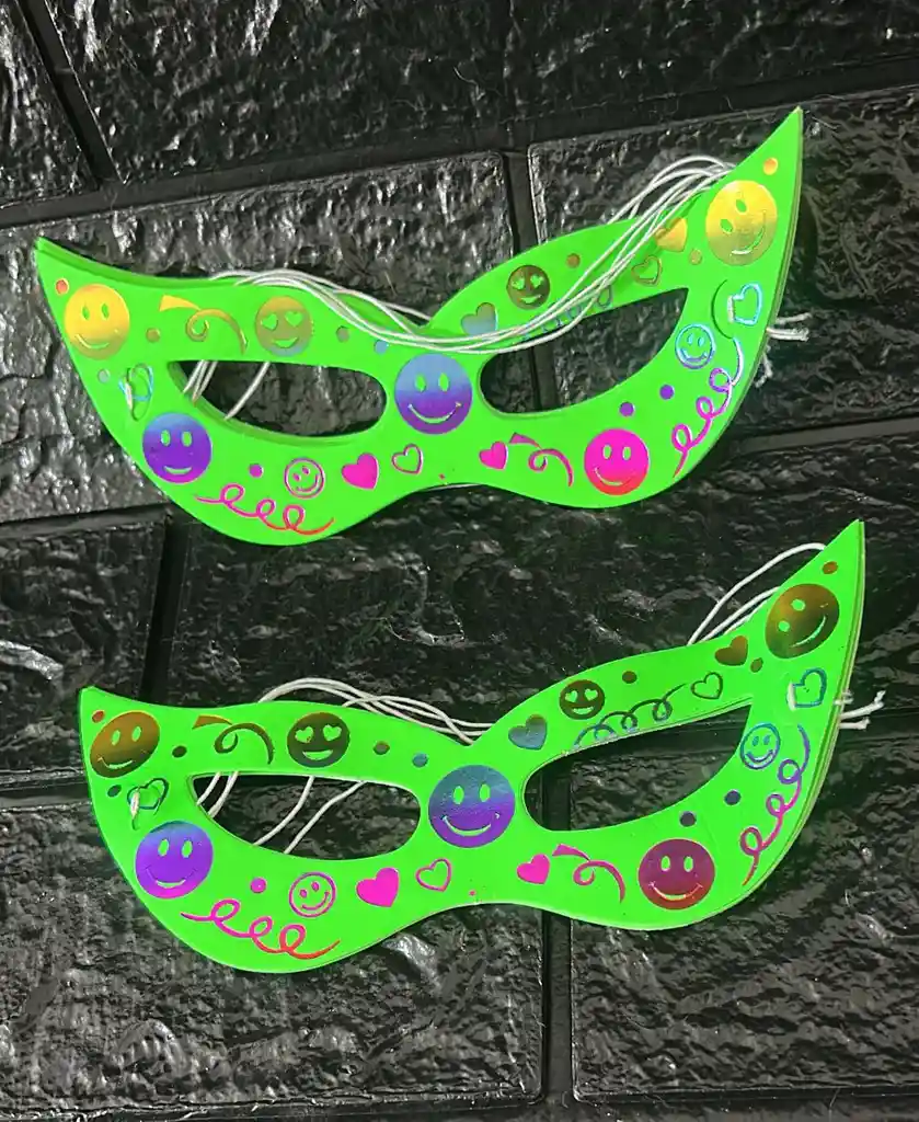 Antifaz Neon Verde Con Figuras X12 Unidades Hora Loca