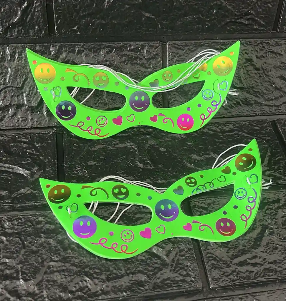 Antifaz Neon Verde Con Figuras X12 Unidades Hora Loca