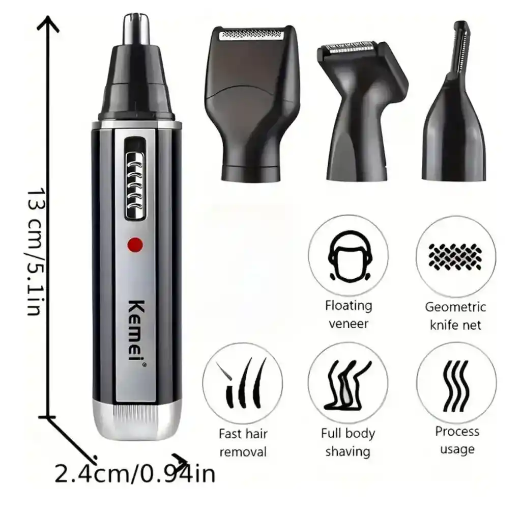 Maquina De Afeitar Eléctrica Kamei Km - 6630 4 En 1 Recargable Para Nariz, Barba, Cabello Y Cejas