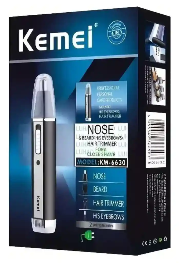 Maquina De Afeitar Eléctrica Kamei Km - 6630 4 En 1 Recargable Para Nariz, Barba, Cabello Y Cejas