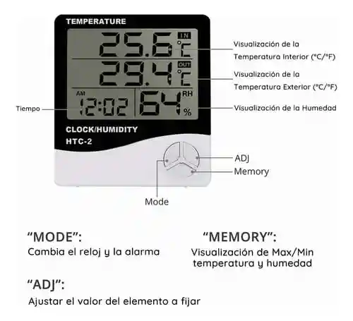 Reloj Temperatura Termohigrometro Con Sonda