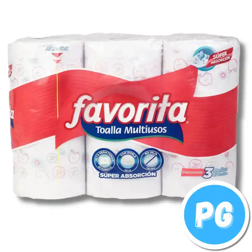 Paquete Toallas De Cocina La Favorita X3 Rollos (45 Hojas C/u)