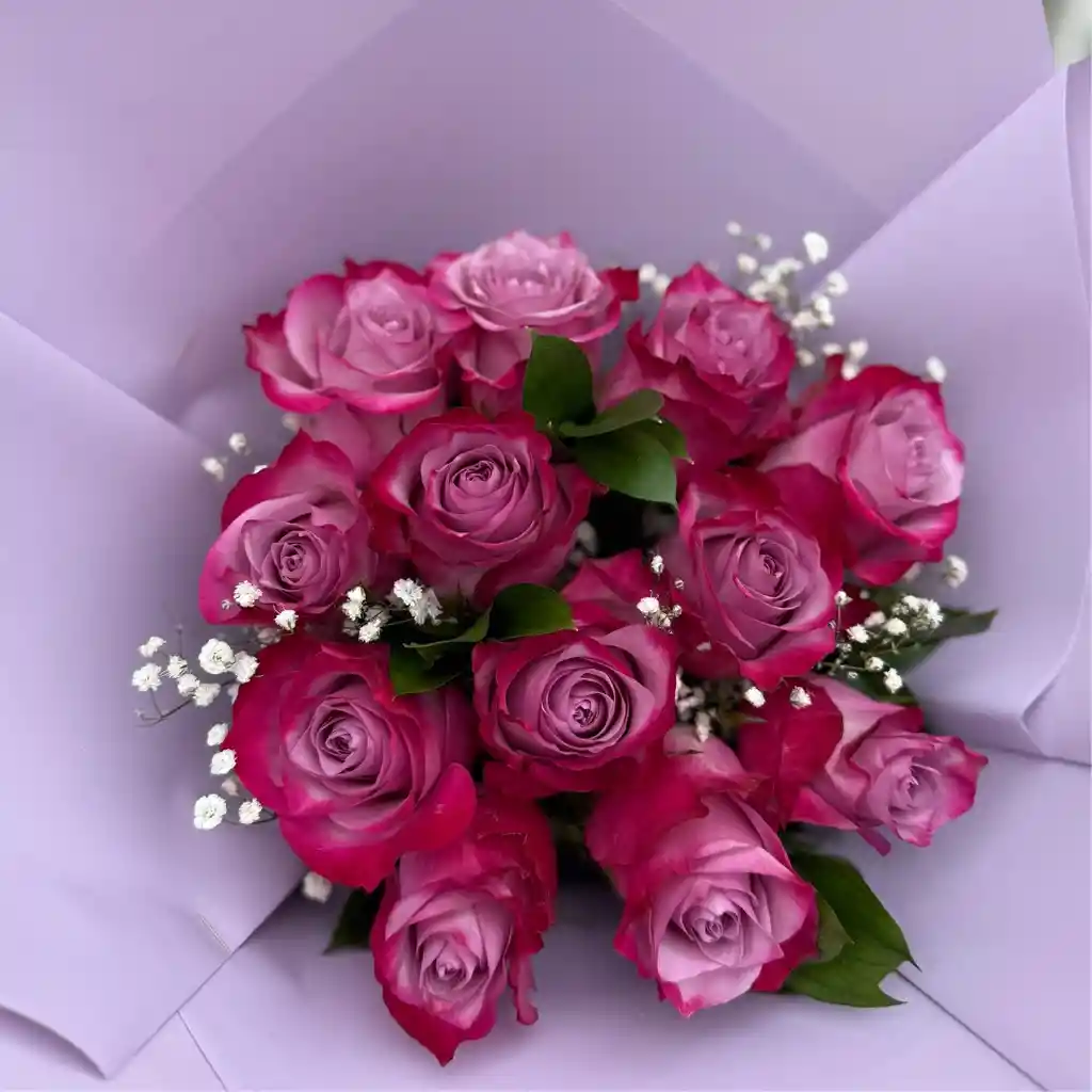 Flores Ramo De Rosas Morado
