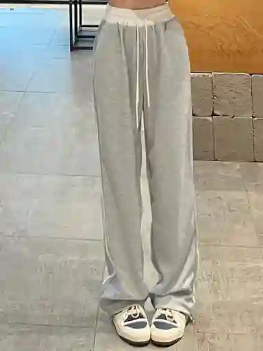 Joggers Deportivos De Cintura Alta Pretina Resortada Blanca