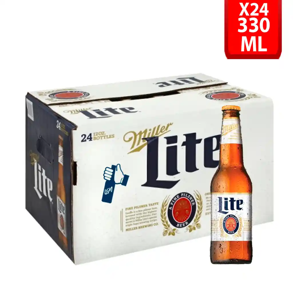 Cerveza Miller Lite – Pack X24 Botellas De 300 Ml