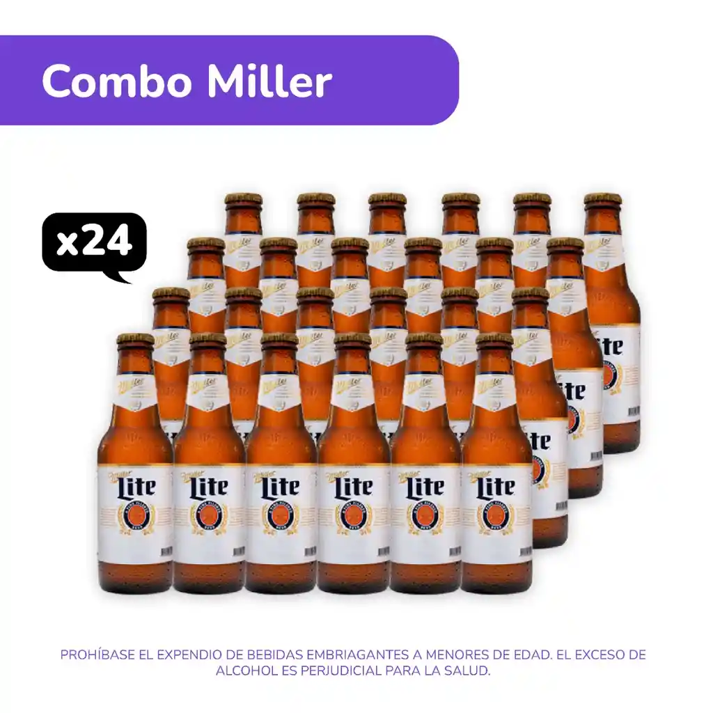 Cerveza Miller Lite – Pack X24 Botellas De 300 Ml