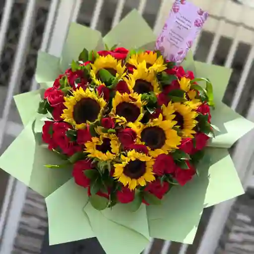 Flores Rosas Y Girasoles De Lujo