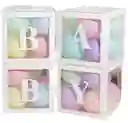 Cajas Cubos Para Globos Decoracion Baby Shower X4 Fiesta