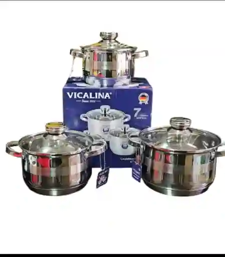Set De 3 Ollas 6 Piezas Acero Inoxidable Vicalina