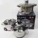 Set De 3 Ollas 6 Piezas Acero Inoxidable Vicalina