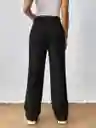 Pantalones Unicolor De Cintura Con Nudo Tejido De Canalé