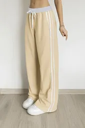 Joggers Deportivos De Cintura Alta Pretina Resortada Blanca