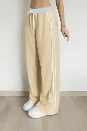 Joggers Deportivos De Cintura Alta Pretina Resortada Blanca