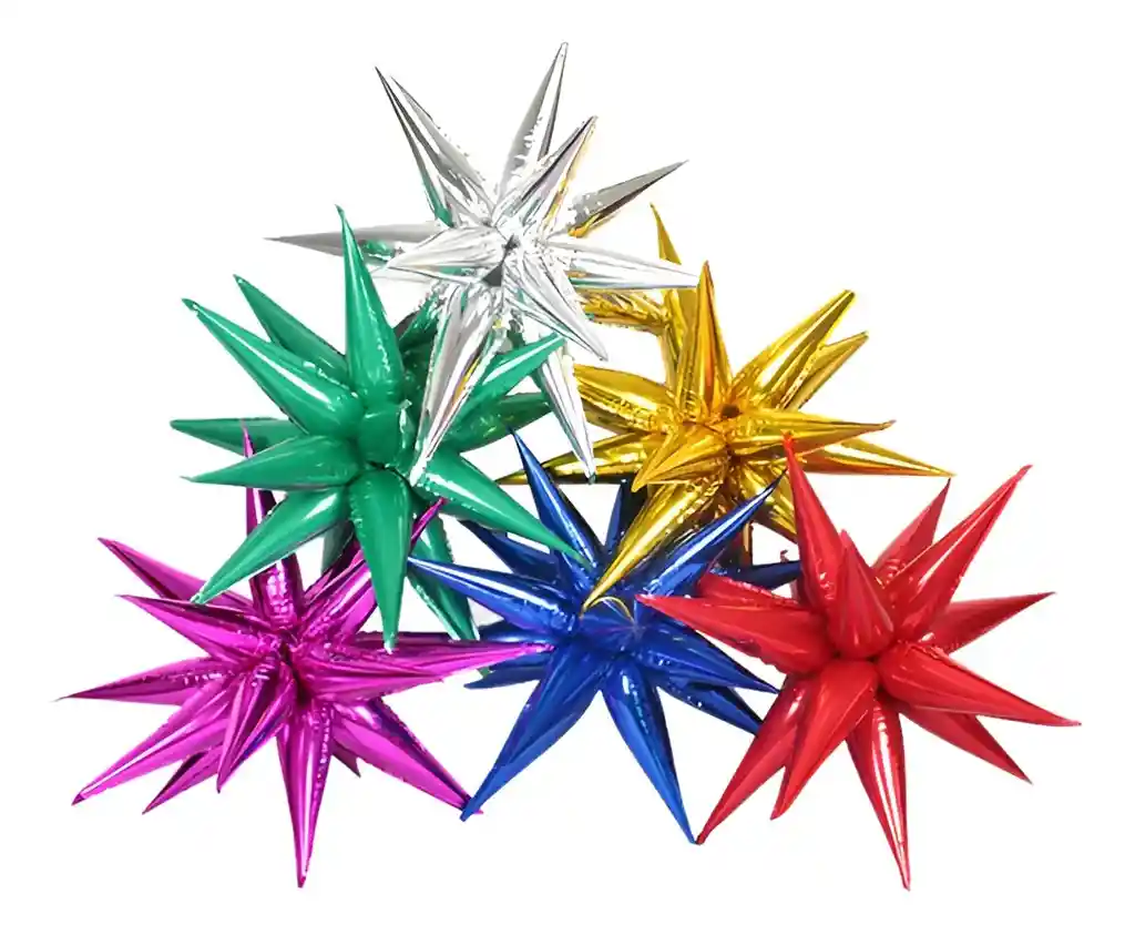 Globo Estrella 12 Puntas Tendencia Fiesta Metalizado Lujo 3d