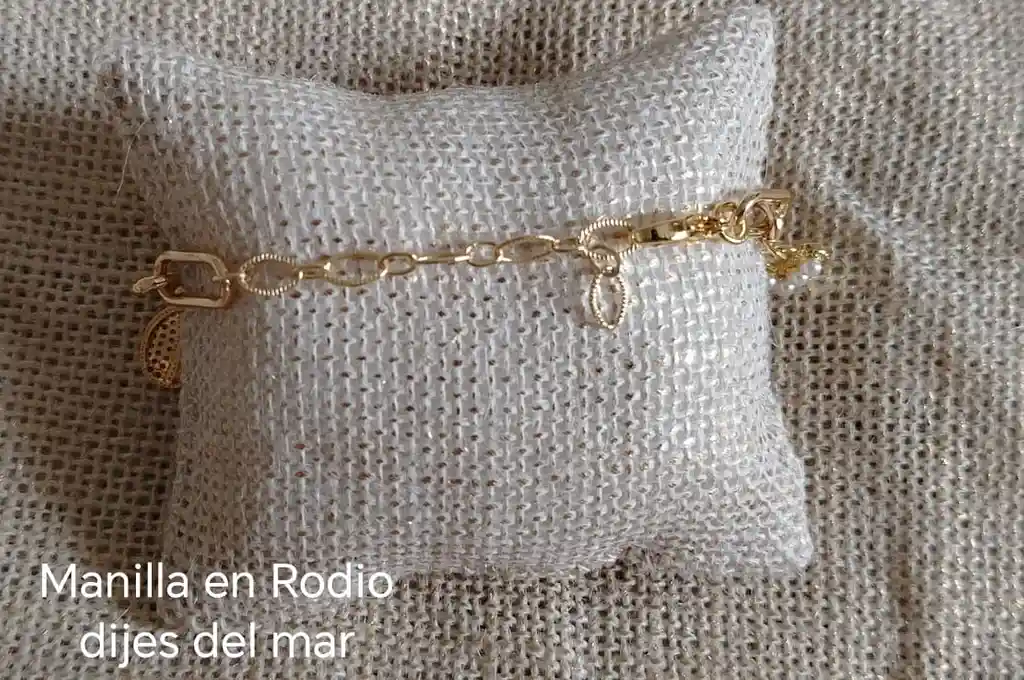Pulsera O Tobillera Dijes Delmar En Rodio