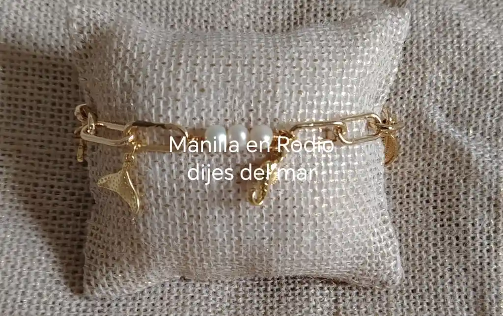 Pulsera O Tobillera Dijes Delmar En Rodio