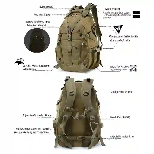 Mochila Táctica Militar Tira Reflectante