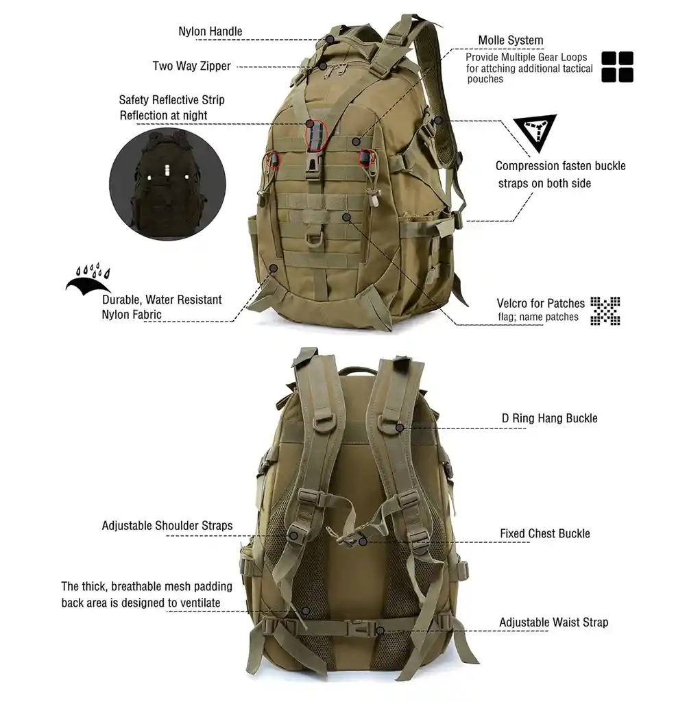 Mochila Táctica Militar Tira Reflectante
