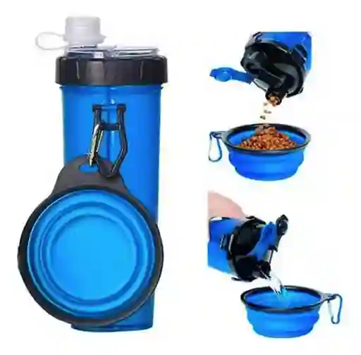 Botella Para Mascotas Doble Funcion Dispensadora De Comida Y Agua Colores Surtidos