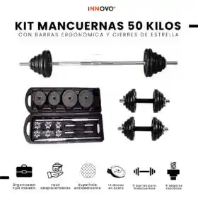 Set De Mancuernas De 50 Kg Con Estuche – Barra Larga Y Corta Incluidas | Gimnasio En Casa