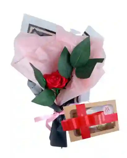 Rosa Solitaria Con Chocolates