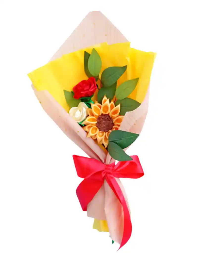 Ramo Girasol Y Rosas Radiante Eterno Con Chocolates