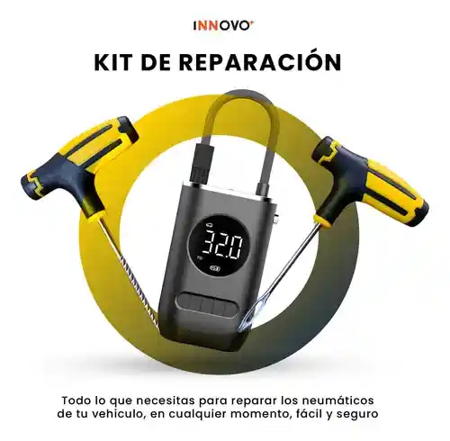 Compresor Portátil De Aire Recargable Alta Potencia Infla Llantas Rápido Con Despinchador Estuche