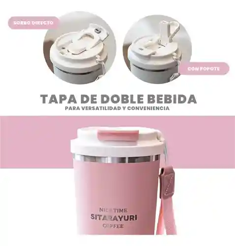 Termo Vaso Acero Inoxidable 532 Ml Frío Calor Rosado