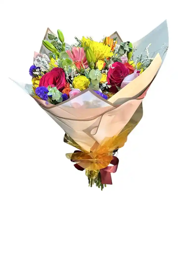 Bouquet De Rosas Surtidas Con Lirios, Gerberas Y Mini Rosa
