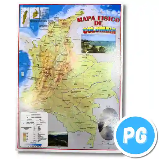 Afiche Medio Pliego Didactico Mapa De Colombia Geografico Vertical
