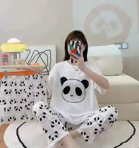 Pijama Tres Piezas Oso Panda Talla Única (camiseta + Pantalón + Short)
