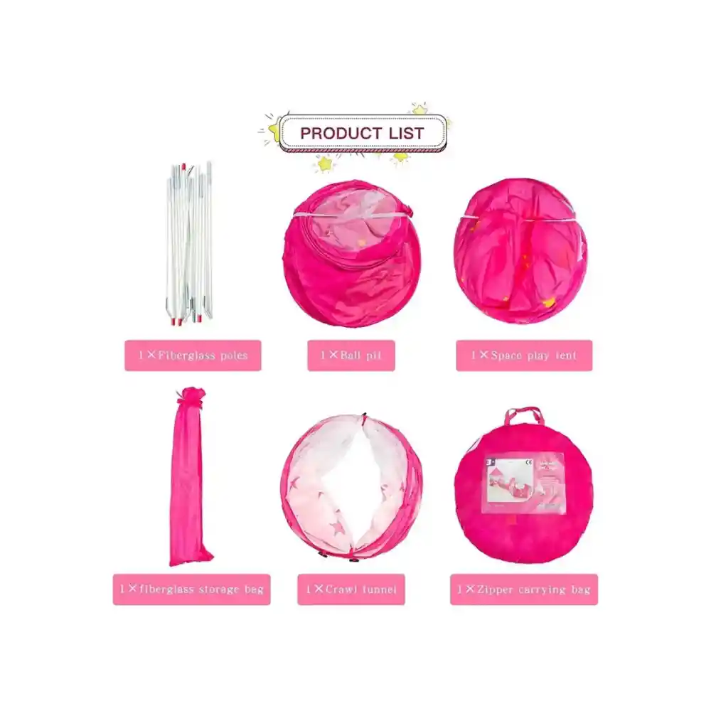 Carpa Infantil Castillo Unicornio Color Rosa V04